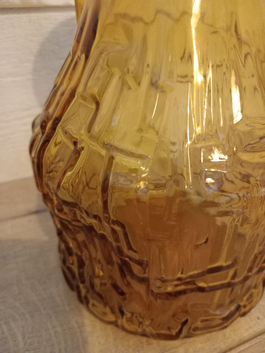 Vintage amber glass pitcher