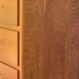 Vintage chest of drawers with oak compass legs, 1950s