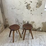 Pine stools with curved seat from the 50s