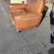 Club sofa 2 places in leather beautiful patina around 1980