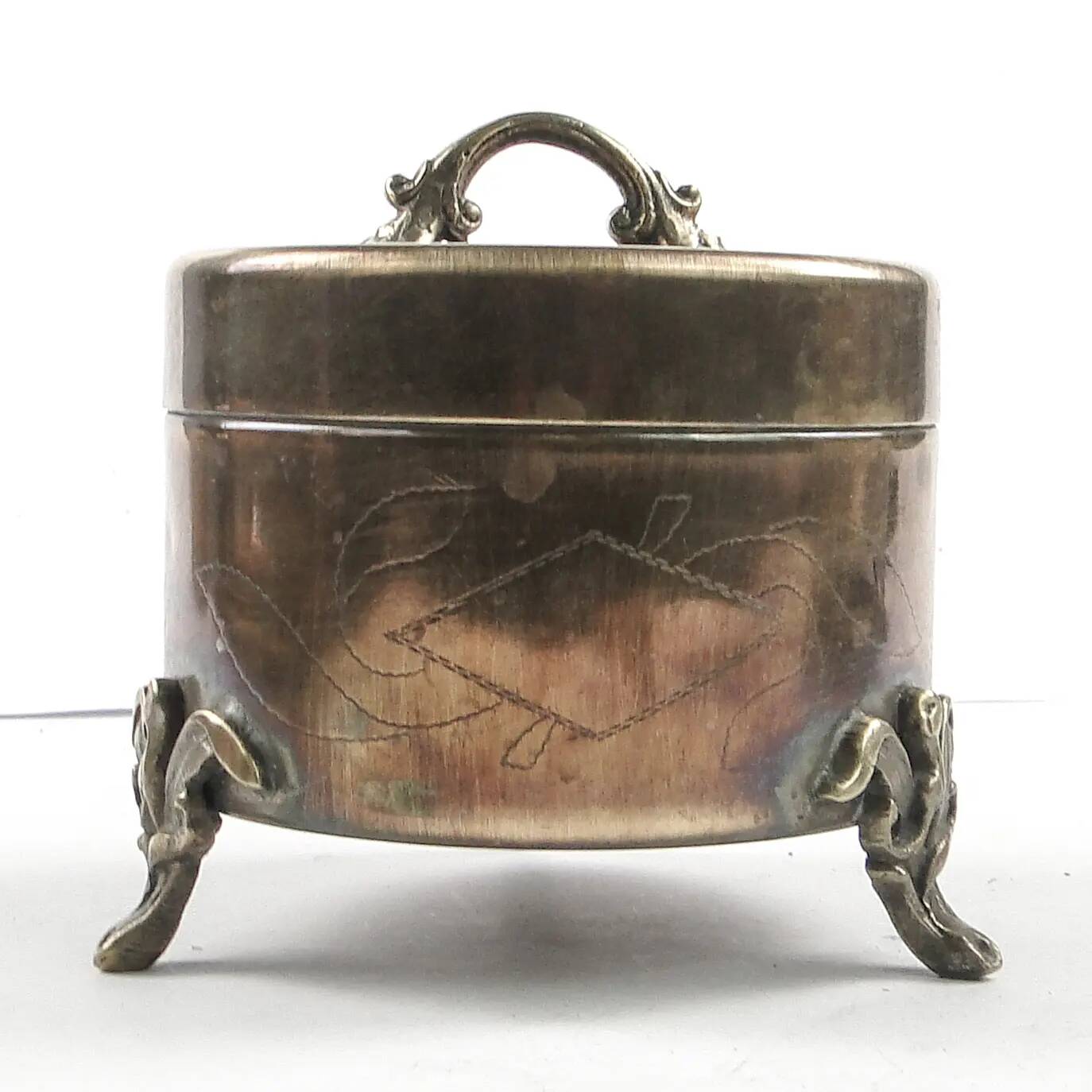 Art Nouveau sugar bowl, silver-plated brass, Hungary, early 20th century
