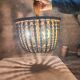 Vintage wooden turned cage chandelier with beads from the 1960s.