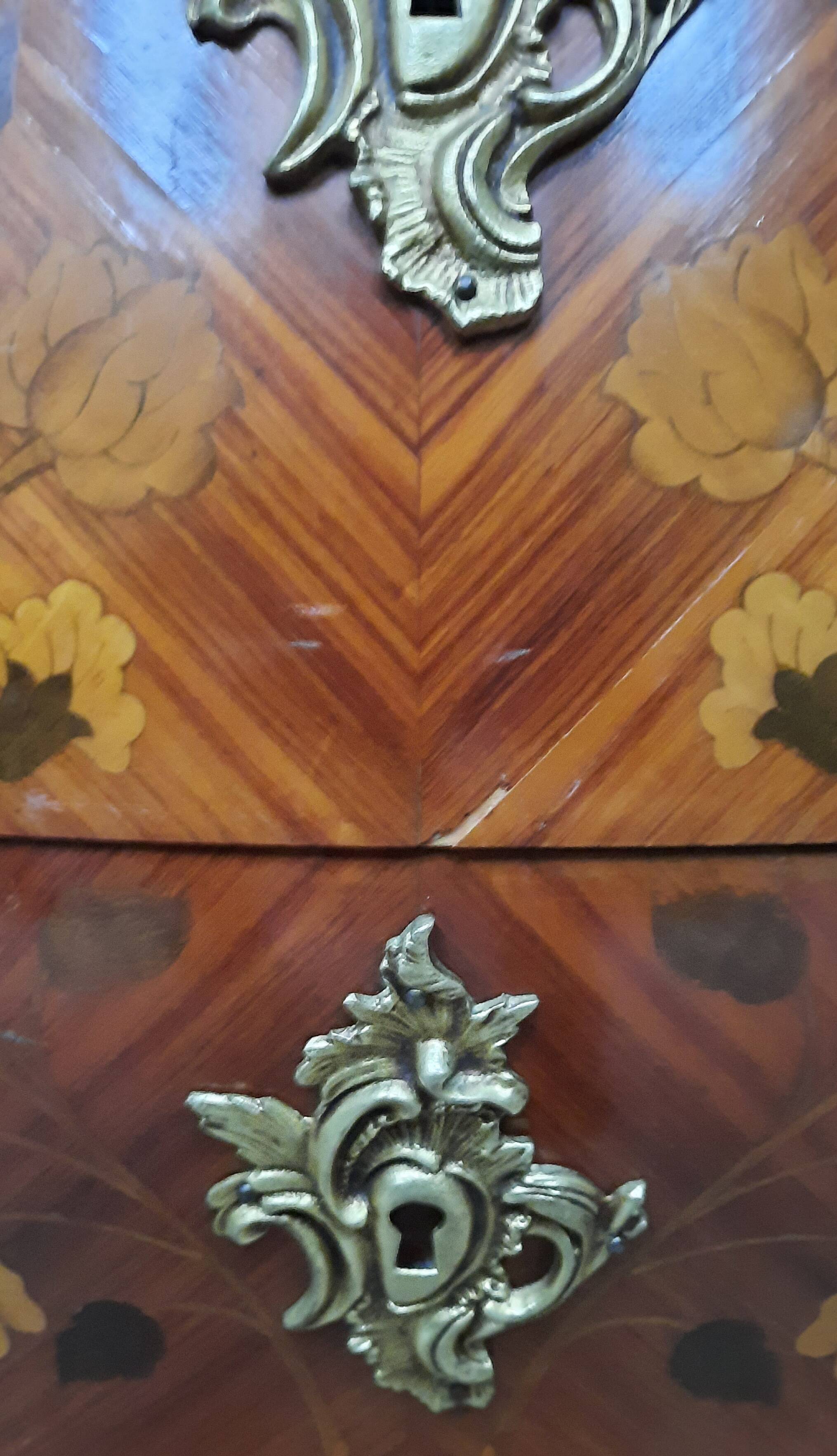 Louis XV style marquette chest of drawers