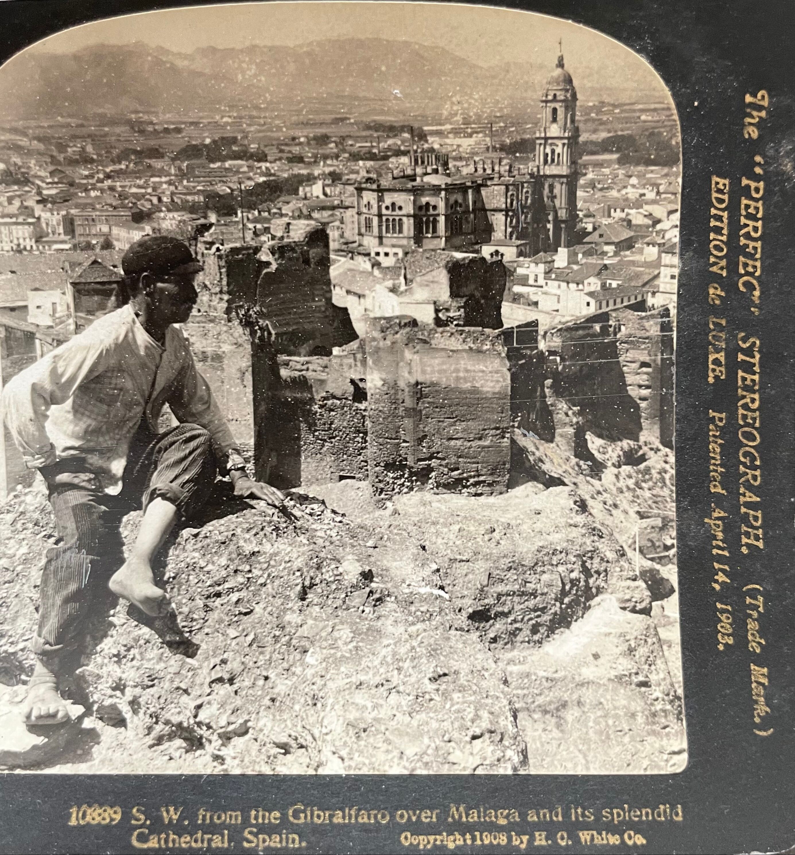 Old photography stereo, stereograph, luxury albumine 1903 Malaga, Spain