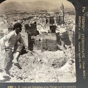 Old photography stereo, stereograph, luxury albumine 1903 Malaga, Spain