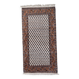 Tapis vintage indien Seraband fait main en laine – 73 x 140 cm – années 1970