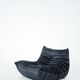 Togo set of chair and pouf in black shiny velvet