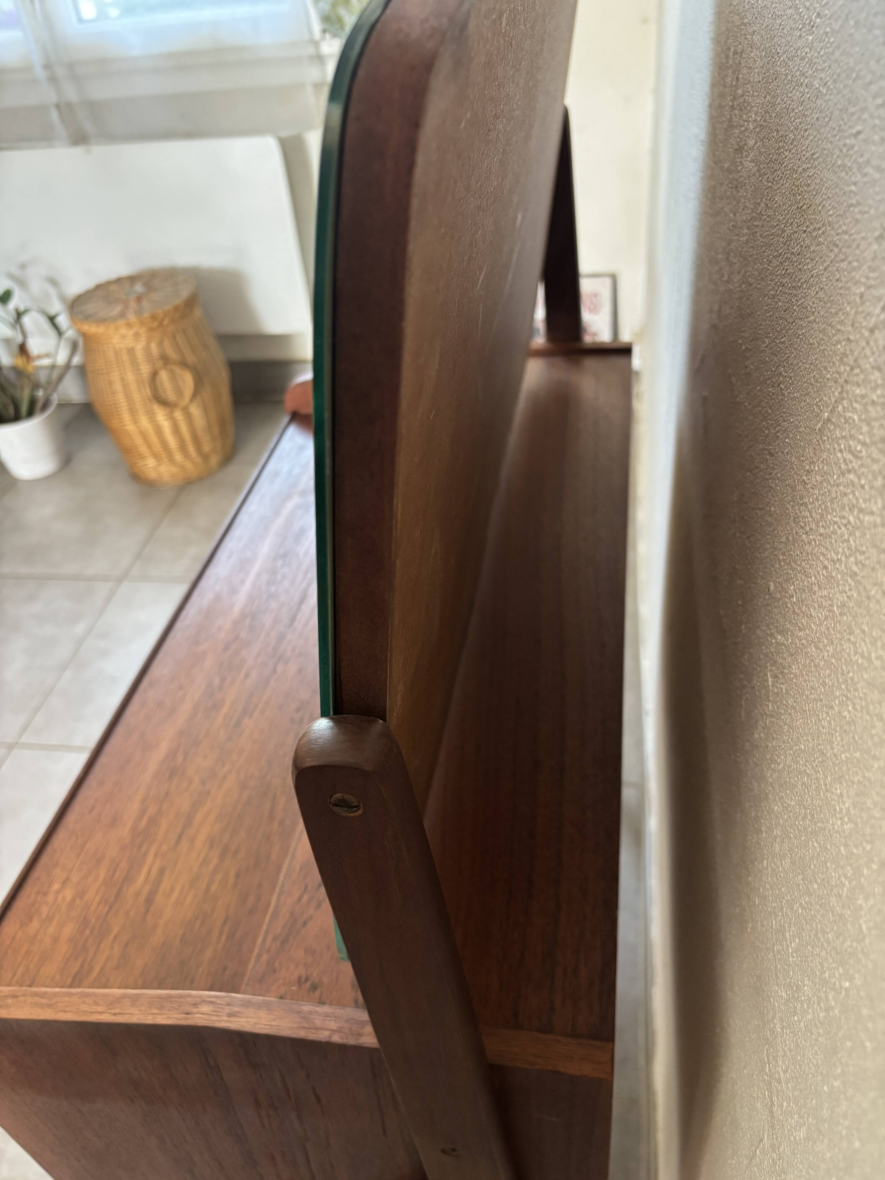 Vintage Danish teak hairdresser from the 1960s stamped Ag Spjel Kobber.