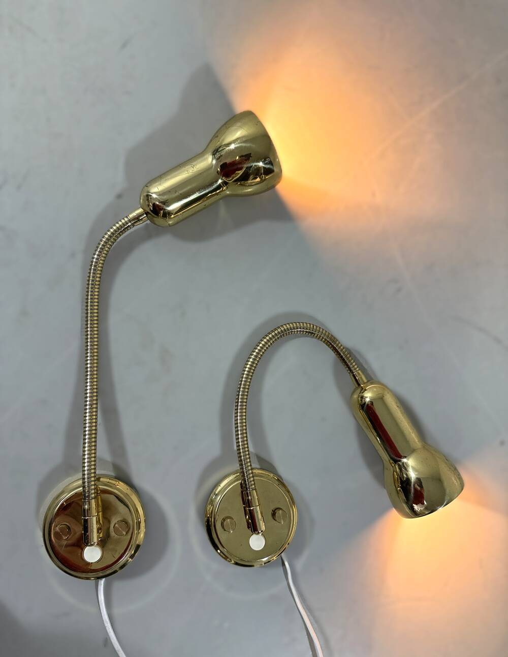 Brass flexible wall lamps, set of 2, 1960’s