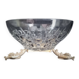 Glass centerpiece, bronze base in the shape of fish