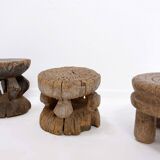 4 tabourets africains en bois sculpté
