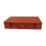 Red metal toolbox with handle