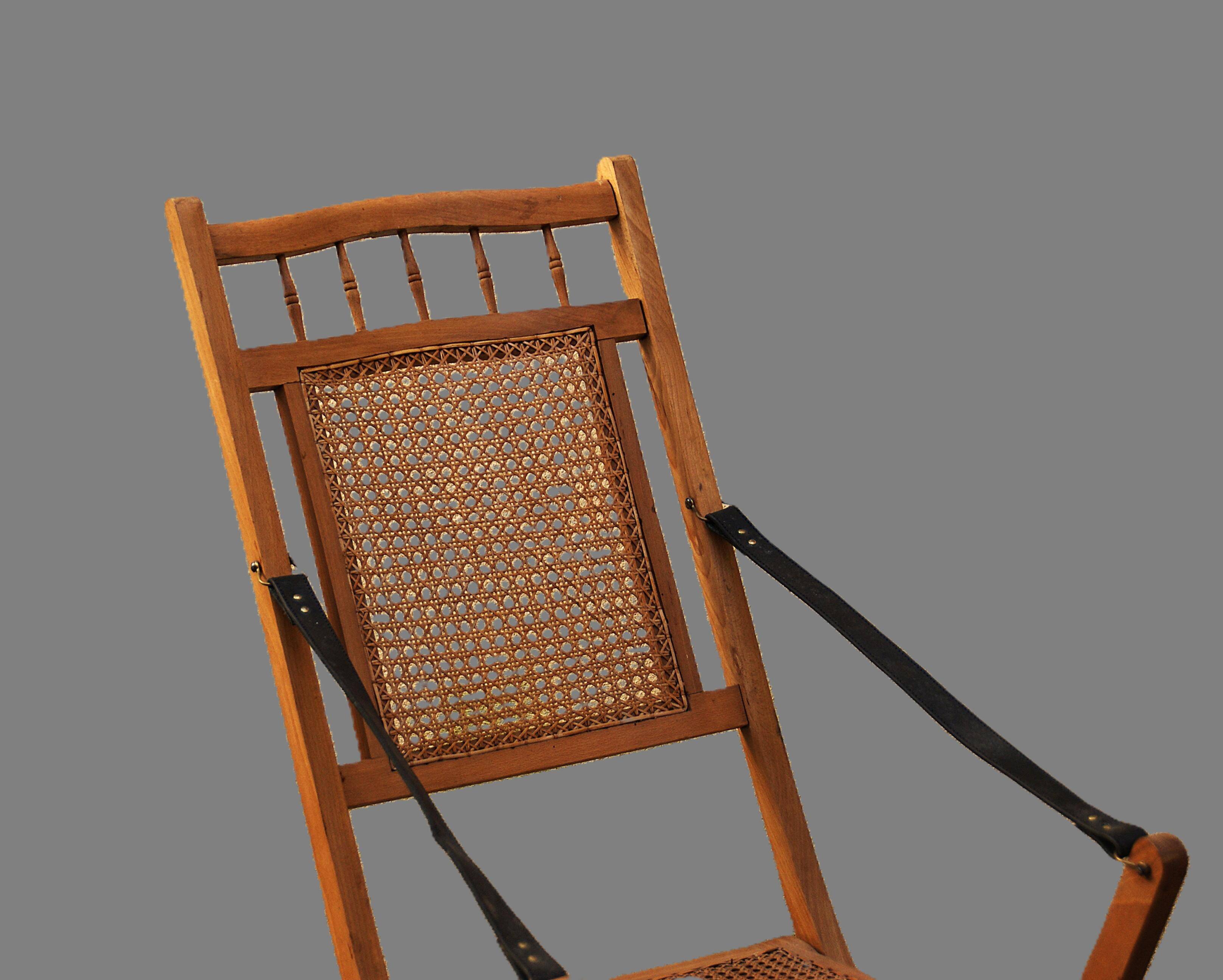 19th-century caned chaise longue in colonial style