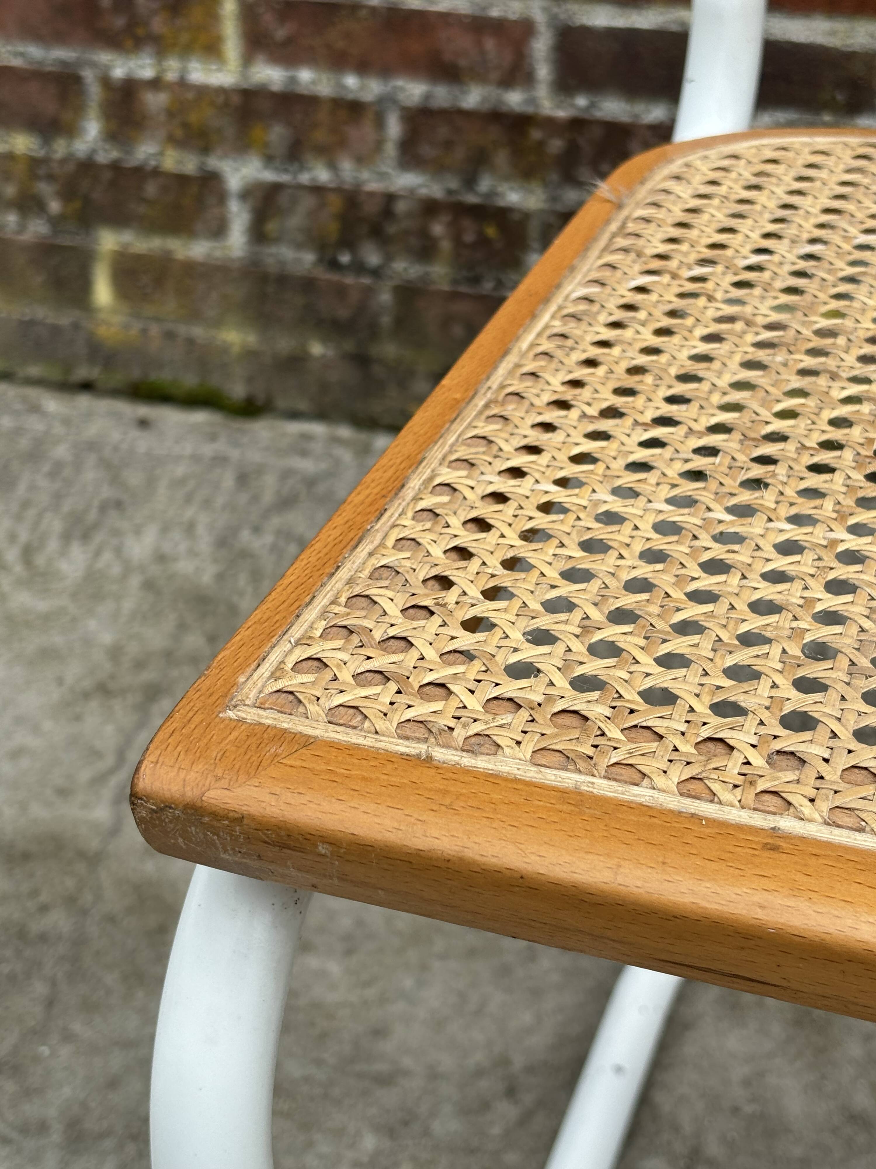 Cesca chair b32 model in white and wood by Marcel Breuer