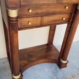 Pair of empire consoles in mahogany and 19th century marble