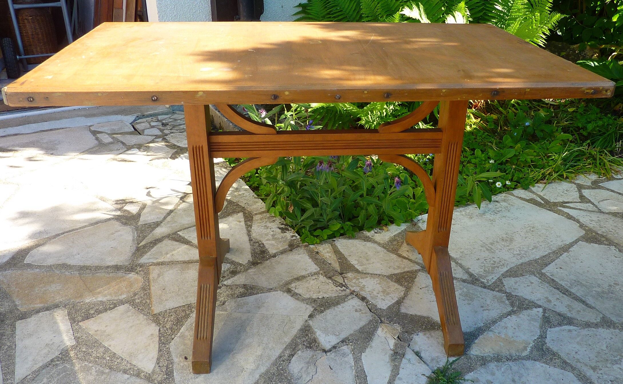 Rectangular wooden vintage coffee, bistro table
