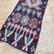 Vintage Boucherouite hallway runner: Moroccan Berber rug