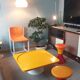 Lot table basse coffre orange  pivotante + tatam sramp 70's