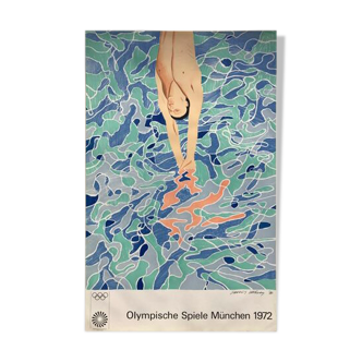 Hockney david (1937) olympische spiele münchen, 1972. original poster