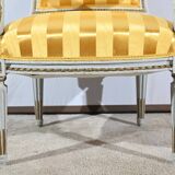 Paire de Fauteuils Cabriolet, en Bois réchampi, style Louis XVI – Fin XIXe