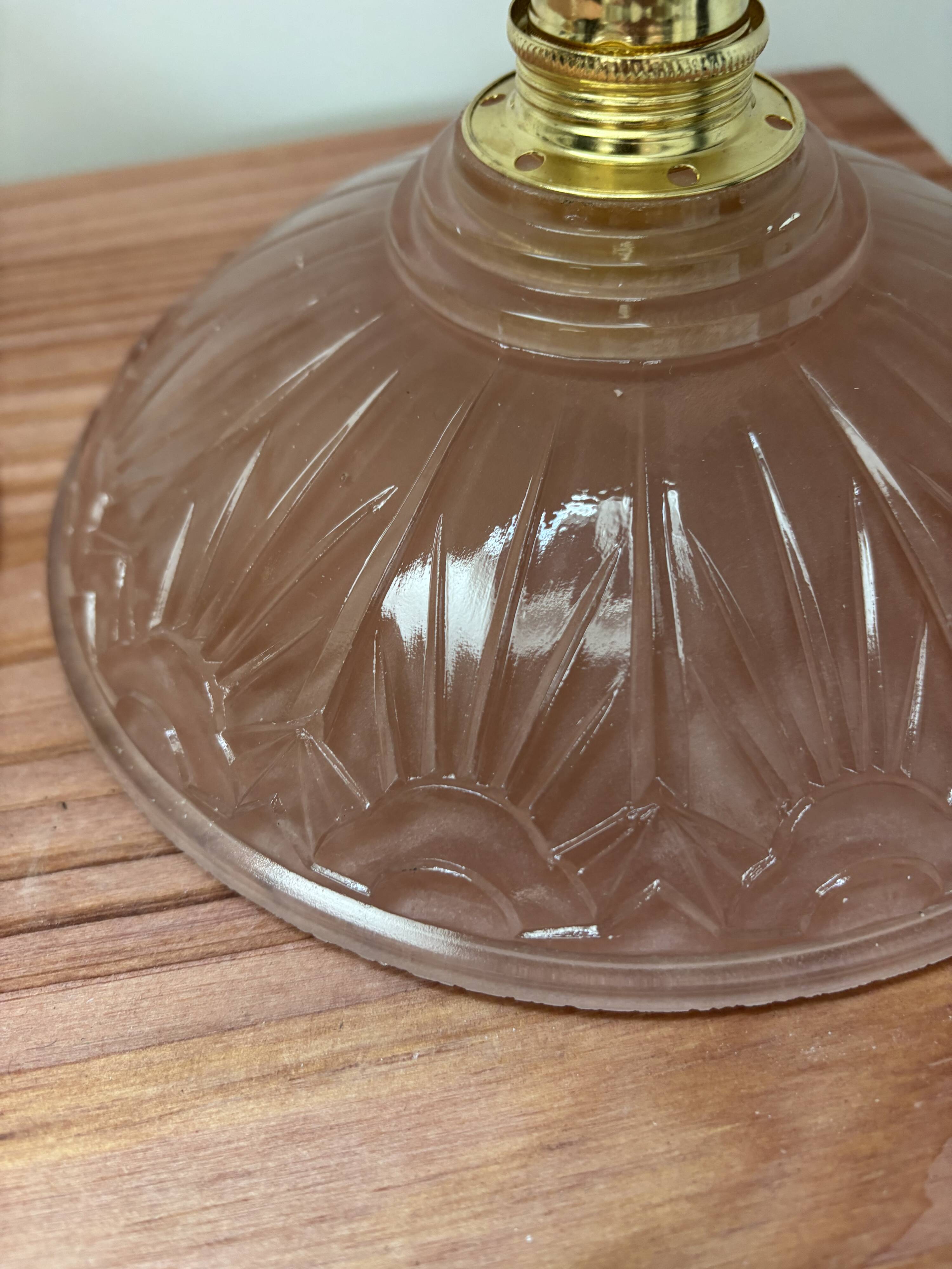 Vintage pink Art Deco glass wall lights
