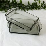 2 coupelles raviers en verre fumé