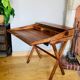 Desk, writing desk in solid rosewood and studded leather, 20th century.