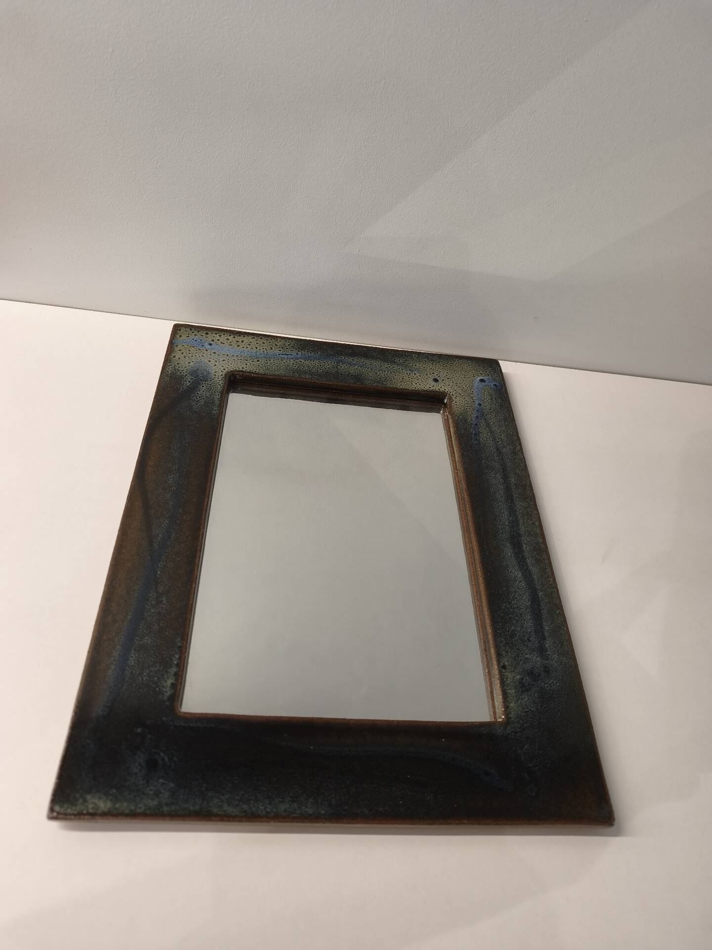 Vintage Enamelled Ceramic Mirror – Atelier de la Bâtisse (1960s)