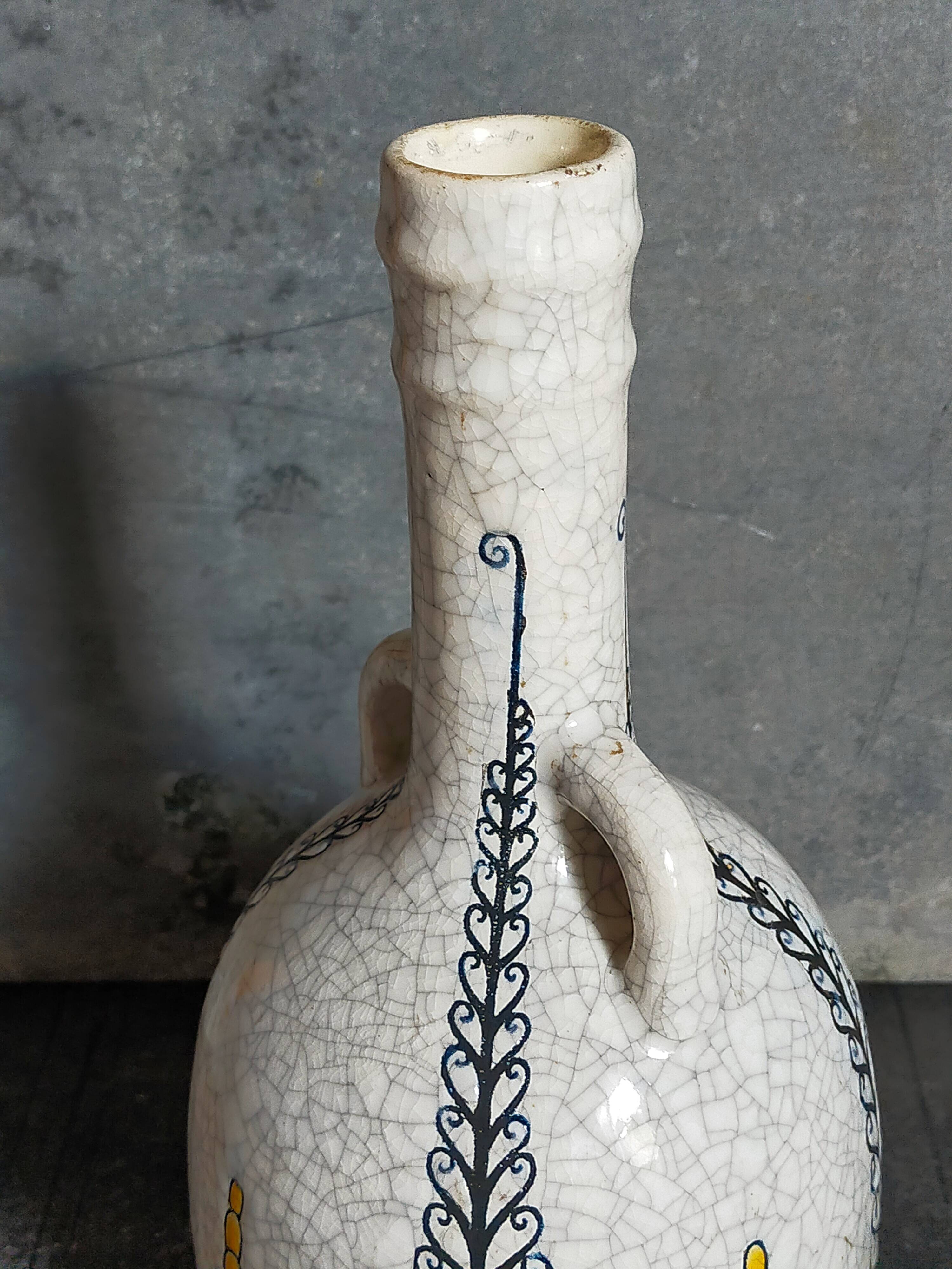 Soliflore bottle vase in fine earthenware boch frères la louvière-keramis early 20th century