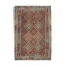 Tapis traditionnel afghan en laine géométrique Kilim - 135x203cm