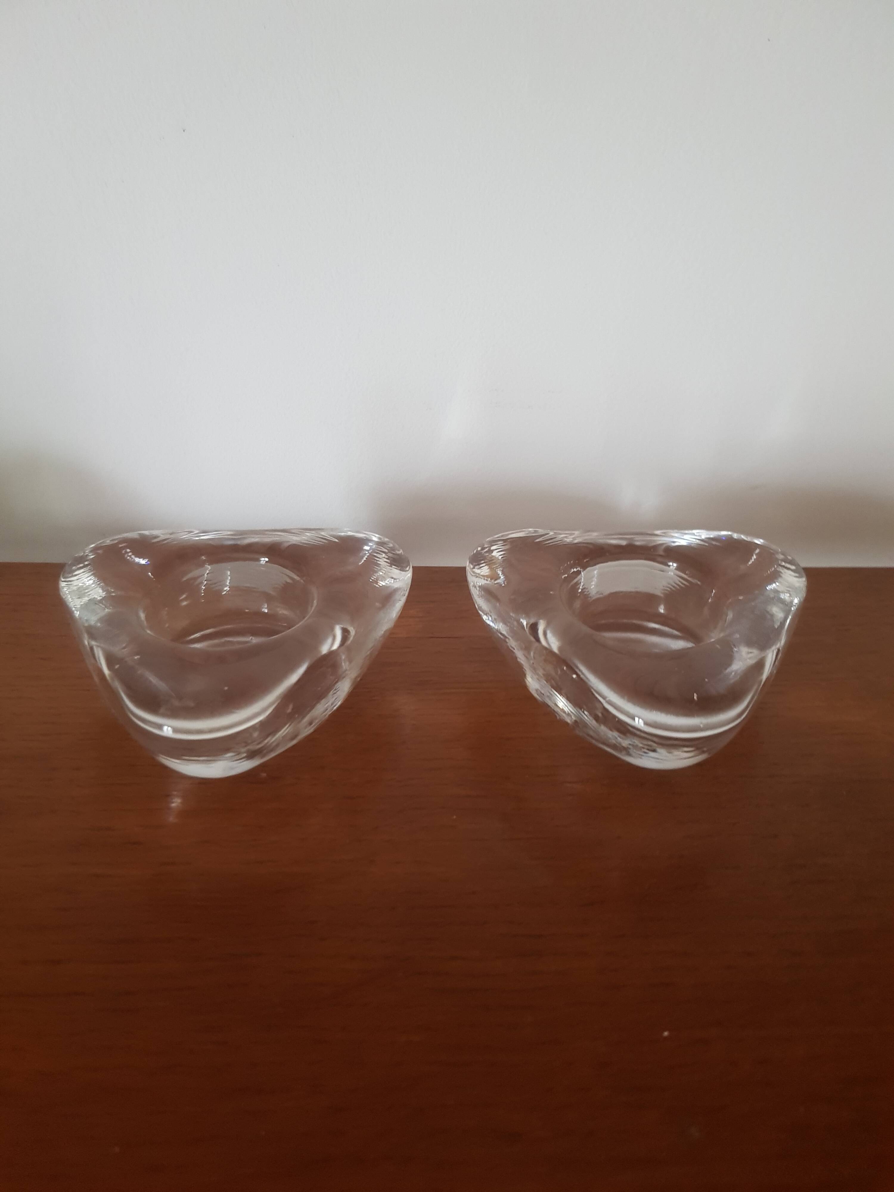 Set of 2 glass candle holders