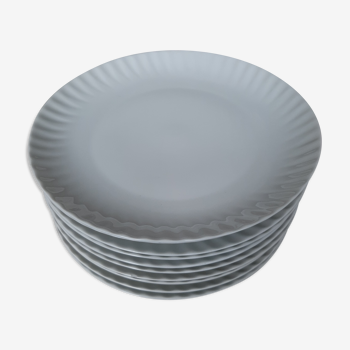 10 assiettes plates porcelaine blanche du Berry