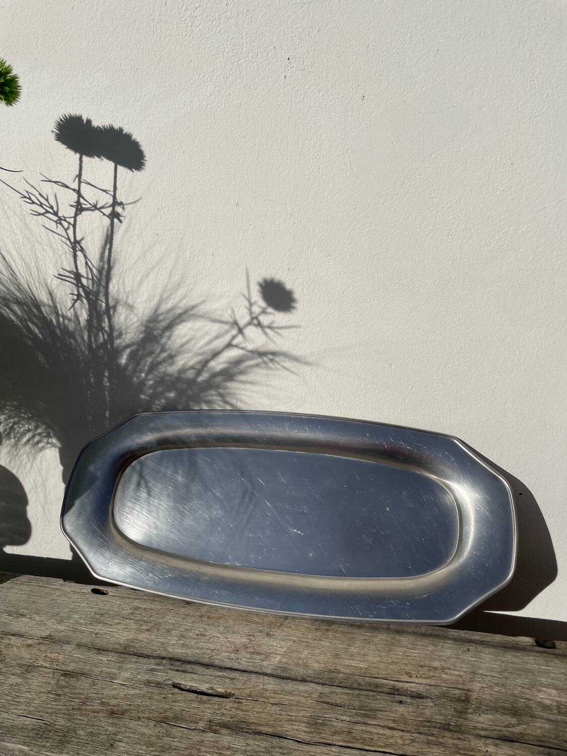 Large, long oval stainless steel platter by Rémy Letang