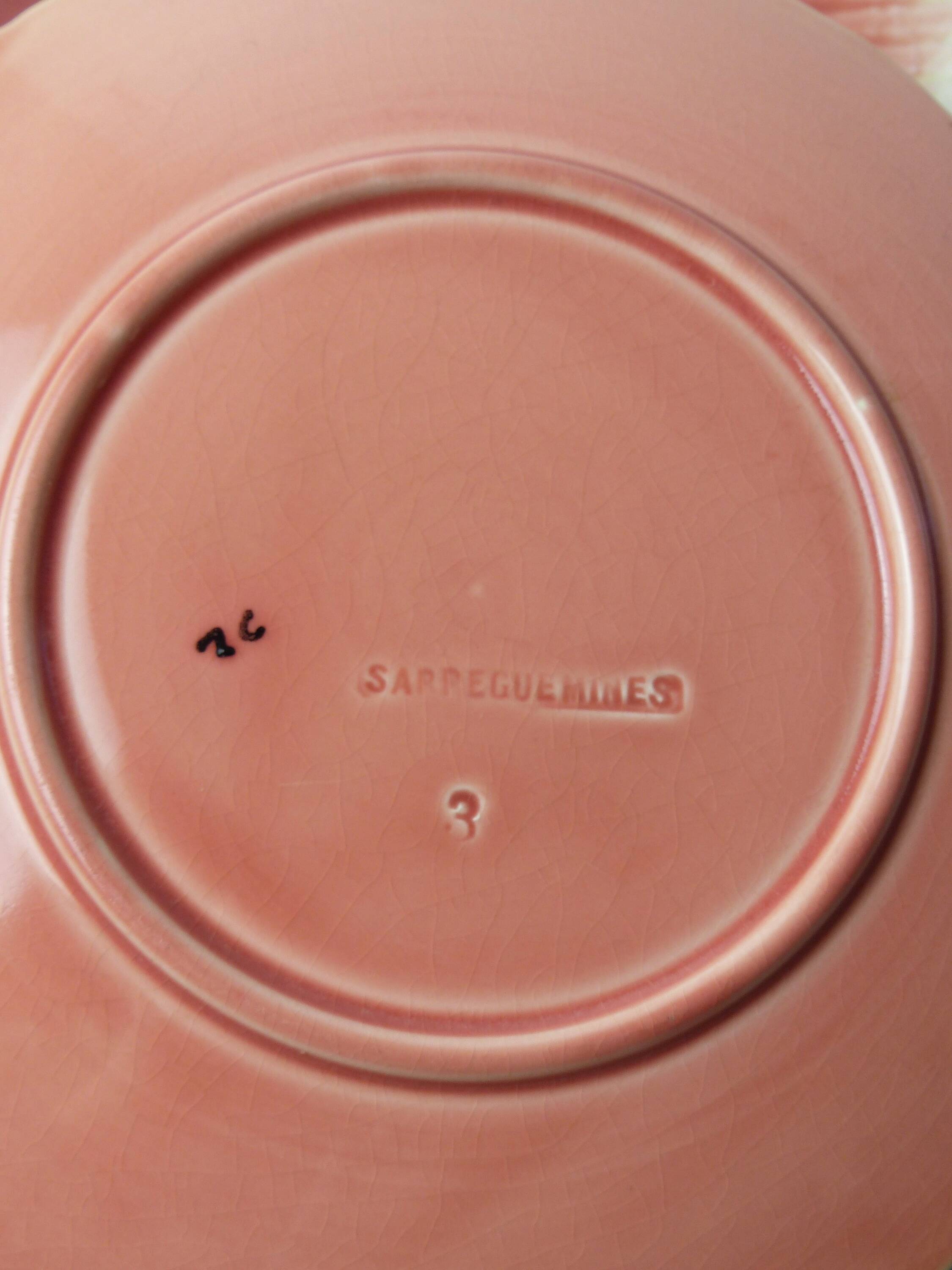 Set of 6 Sarreguemines barbotine shell plates