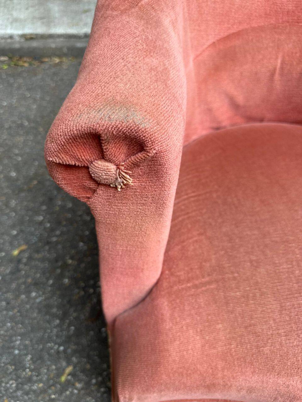 40s pink/salmon velvet crapaud armchair
