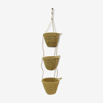 Hanging baskets made of natural fiber