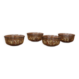 Set of 4 smoked bowls with Arcoroc wheat ear decoration