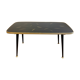 Black glass coffee table wooden legs 60s