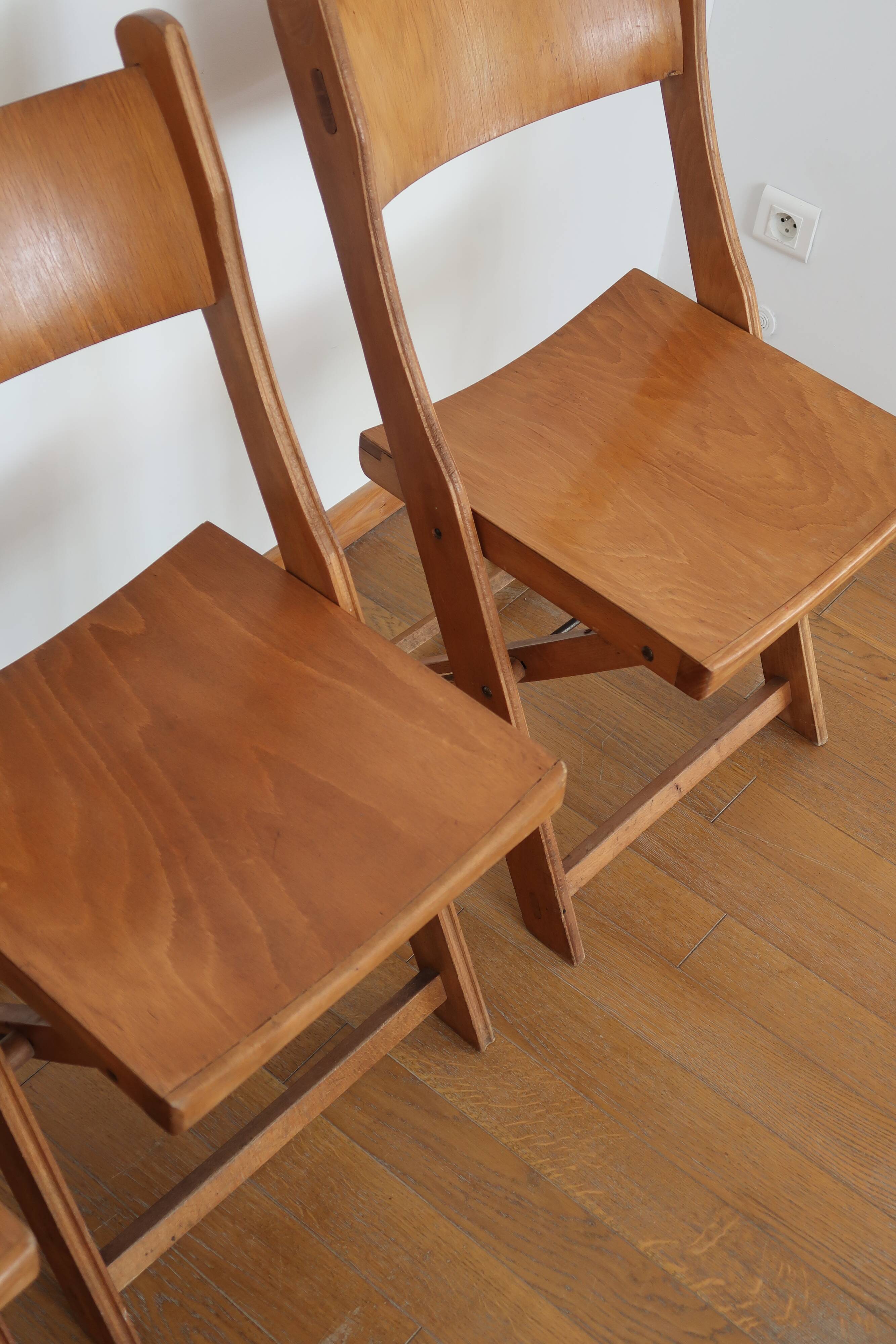 Set of 4 folding chairs in wood 70