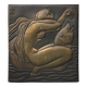 Brass table featuring a woman and a dolphin, France, 1960s.