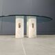 Vintage travertine and glass coffee table, 1970s
