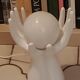White ceramic hand lamp opaline ball 70s