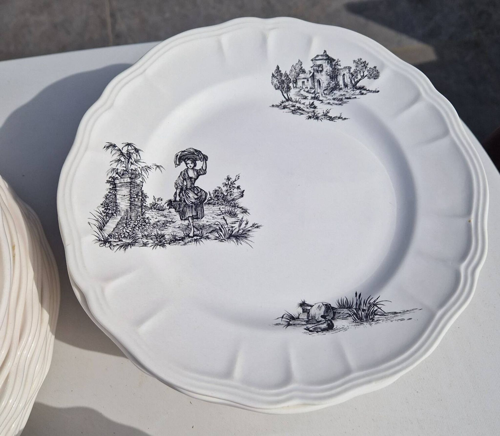 Salins earthenware table service model Chantal, 55 pieces.