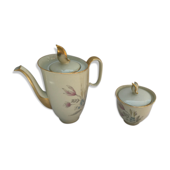 Old teapot and sugar pot porcelain Limoges