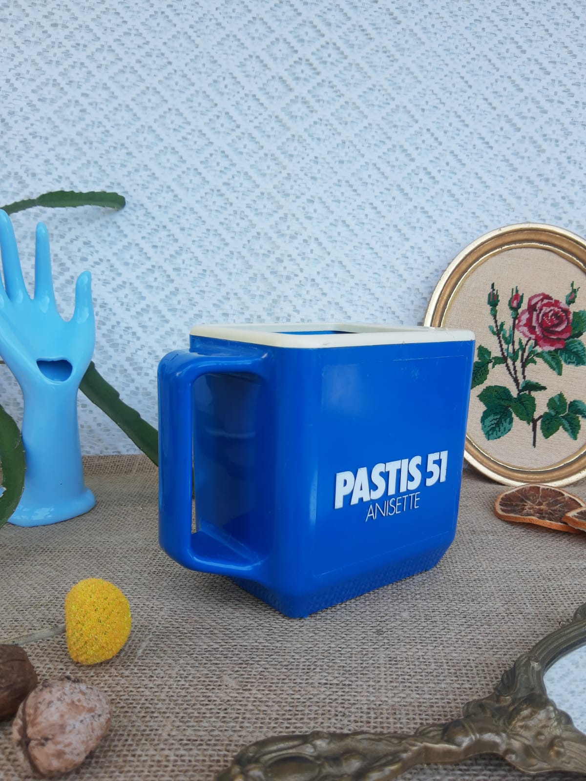 Vintage pastis 51 blue plastic decanter