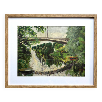 La Marne à St Maur, huile sur carton , M.Tassart 1963