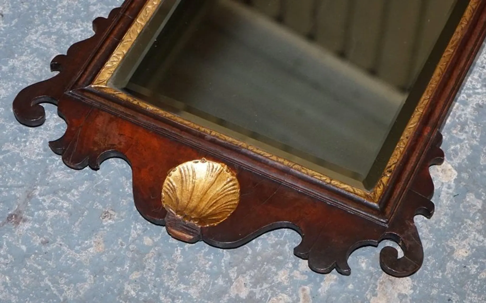 Antique Chippendale Wall Mirror in Gilded Wood with Phoenix, 1760s