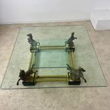 Old brass and gilded bronze table horses design from the 70s vintage Horses