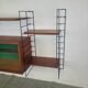 Bibliothèque murale suspendue étagères scandinave vintage teck 1960