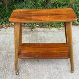 Scandinavian art deco serving trolley 1950 double top gilded rosewood